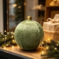 thumbnail image 3 of Clearance Large Velvet Christmas Ornament Ball, 24 Inch Inflatable PVC Xmas Decoration Ball with Gold Cap, Oversized Holiday Decor for Christmas Indoor Outdoor Party Display, 3 of 6