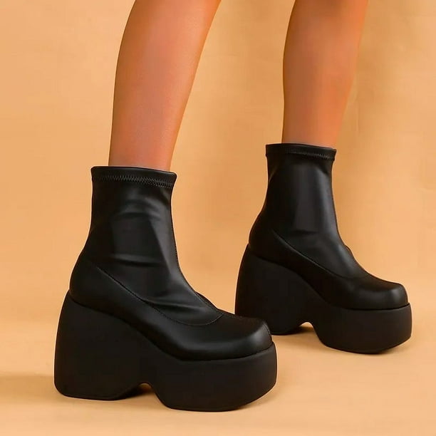 Gothic Style Sexy Elegant Chunky Platform Women Ankle Boots Big