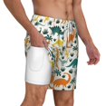 thumbnail image 6 of Rocae Dinosaurs and Tropical Leaves for Men's Swim Trunks Quick Dry With Two Side Pockets and One Lined Patch PocketLarge, 6 of 9