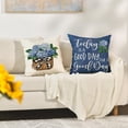 thumbnail image 5 of Blue Hydrangea Spring Summer Throw Pillow Covers, 18 x 18 Inch Today is A Good Day Dark Blue Cushion Case Decoration for Sofa Couch Set of 4, 5 of 6