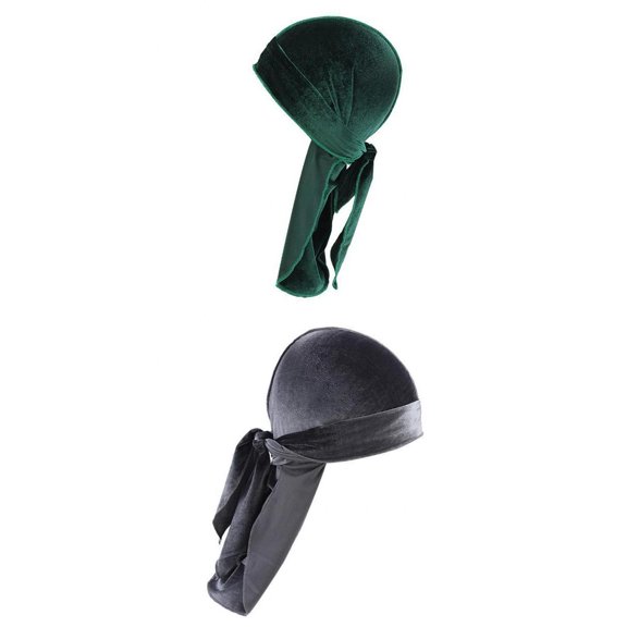 2Pieces Women Mens Elegant Velvet Headwrap Beanie