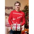 thumbnail image 2 of Old Glory Mens Flying Santa Sleigh Ugly Christmas Sweater Long Sleeve T Shirt, 2 of 6