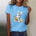 thumbnail image 2 of Yxbdin Womens Easter Shirt Plus Size Short Sleeve T Shirts Crew Neck Cute Bunny Graphic Tee 3/4 Sleeve Casual Spring Summer Tops Light Blue L, 2 of 6