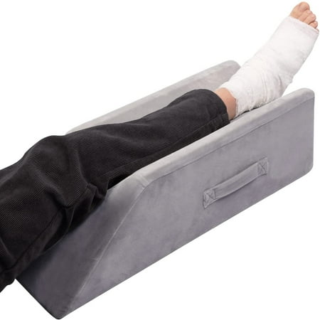 Shinnwa Leg Elevation Pillow Velvet Leg Knee Ankle Support Foam Wedge Pillow for Surgery Injury or Rest Grey