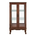 thumbnail image 3 of Curio Cabinet with Glass Doors, Glass Display Cabinet Bookcase with Adjustable Shelves & Mirrored Back Panel, Built-in Lighted, Curio Cabinet Glass Display Case for Living Room, Entryway, Walnut, 3 of 9