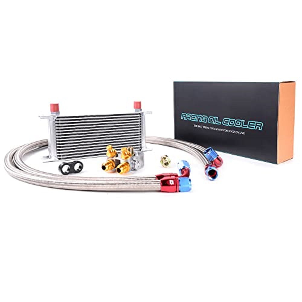 19 Row 10AN Engine Transmission Oil Cooler Kit With Filter Adapter | Aluminum