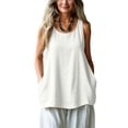 thumbnail image 4 of Sillenn Linen Tank Tops for Women Flowy Scoop Neck Basic Tank Shirt Oversized Summer Casual Camisole Sleeveless Linen Shirts Loose Lightweight Gauze Tunic Blouses Plus Size Gauze Cami Shirts White S, 4 of 8