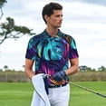thumbnail image 3 of Fuzoiu Colorful Tropical Leaves Print Men's Polo Shirts Short Sleeve,Golf Shirts for Men,Mens Golf Shirt Moisture Wicking Quick-Dry-3X-Large, 3 of 6