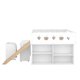 Full Size Loft Bed with Desk and Slide for Kids, Wooden Low Full Loft Bed Frame with Blackboard and Chair for Kids Boys Girls, Open Cabinets and Built-in Staircase Design, White - image 5 of 7