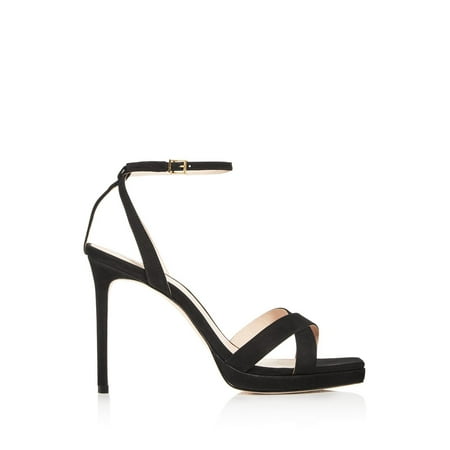 

SCHUTZ Womens Black Logo Ankle Strap Padded Adjustable Strap T-Strap Ava Rose Open Toe Stiletto Buckle Leather Dress Sandals Shoes 9 B
