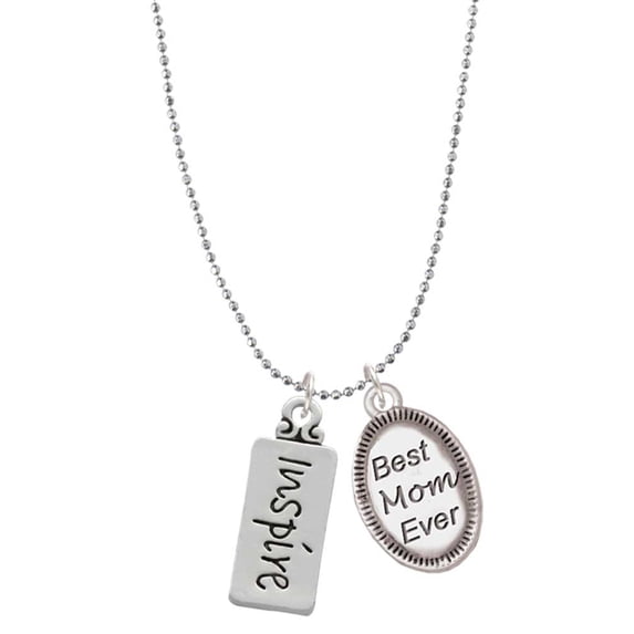 Delight Jewelry Silvertone Inspire Best Mom Ever Charm Necklace