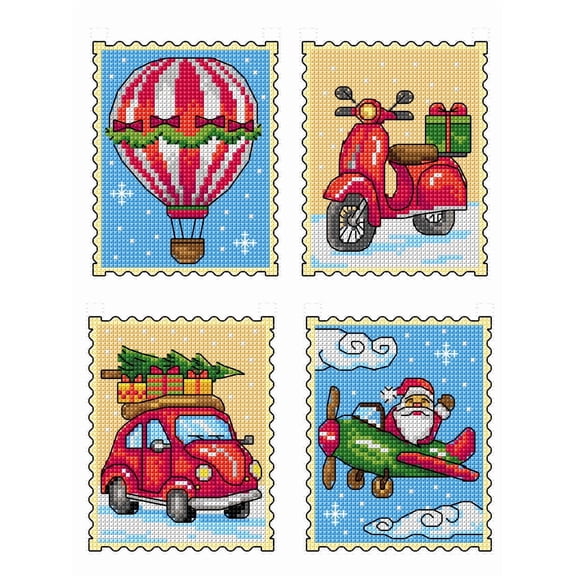 Counted Cross-Stitch Kit Christmas Vehicles 211CS