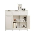 thumbnail image 2 of Tcbosik 2-Door Storage Cabinet with 3 Drawers, Floor Buffet Sideboard, Kitchen Cupboard with Adjustable Shelves, Console Cabinet for Entryway, Living Room and Dining Room, White, 2 of 9