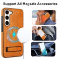 thumbnail image 4 of Allytech Case for Samsung Galaxy S23, Hidden Kickstand PU Leather [Compatible with MagSafe] Case, [Anti-Drop & Shockproof] Ultra Slim Retro Protective Case for Women Men - Khaki, 4 of 8