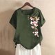 thumbnail image 2 of Camisas de Manga Corta para las Mujeres Blusas de Impresión Casual Botón Cuello Redondo, Top de Verano Ligero para el Día Y el Trabajo, 2 of 4