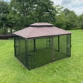 thumbnail image 4 of 10x12 Ft Outdoor Patio Gazebo Replacement Canopy,Double Tiered Gazebo Tent Roof Top Cover Only(Frame Not Include)-Brown, 4 of 6