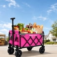 thumbnail image 4 of Expandable Folding Wagon Cart, 225 lbs Dual-Layer Collapsible Utility Wagon with 100% Extra Storage, Grocery Cart, Foldable Garden Cart with 360° Wheels for Camping, Shopping, Sports, Pink, 4 of 16