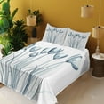 thumbnail image 4 of Ambesonne Flower Fitted & Top Sheet Set with Shams, Tulips with Solar Effect, Dark Petrol Blue White, 4 of 8
