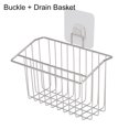 thumbnail image 2 of Manunclaims Wall Mounted Drain Basket, 304 Stainless Steel Wide Space Shower Shelf, Sturdy Hanging Storage Organizer for Kitchen - Buckle / Buckle + Drain Basket / Transparent Buckle Optional, 2 of 8