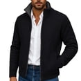 thumbnail image 2 of Gamivast Mens Cardigan Sweater Full Zip Knit Casual Stand Collar Jacket Fall Winter Warm Outerwear Ribbed Knitwear Coat with Pockets, 2 of 7