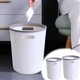 thumbnail image 1 of RFUGUG - Papelera doméstica con 2 orificios para la mano, grande, de plástico, para cocina, sala, dormitorio y oficina, color blanco resistente, disponible en 2 tamaños, 1 of 7
