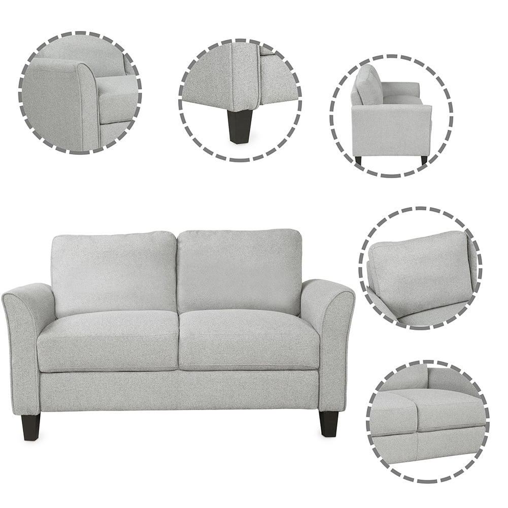 Kadyn Mid-Century Modern Loveseat Sofa, 2 Seater Sofa, Living Room Sofa for Home, Office, Light Gray