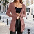thumbnail image 2 of Ediodpoh Long Cardigan Sweaters for Women Long Sleeve Solid Color Knit Cardigan Mid Length Open Front Sweater Coat with Pockets Brick Red L, 2 of 6