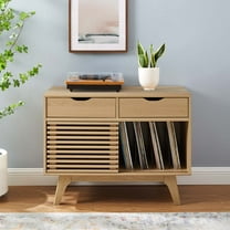 Modway Render Vinyl Record Display Stand in Oak
