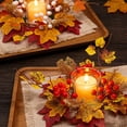 thumbnail image 6 of 1PC Fall Candle Ring Wreath with Maple Leaves and Berries, Decorative Ring for Pillar Candles, Farmhouse Table Centerpiece for Thanksgiving & Autumn Harvest Decor, 6 of 9