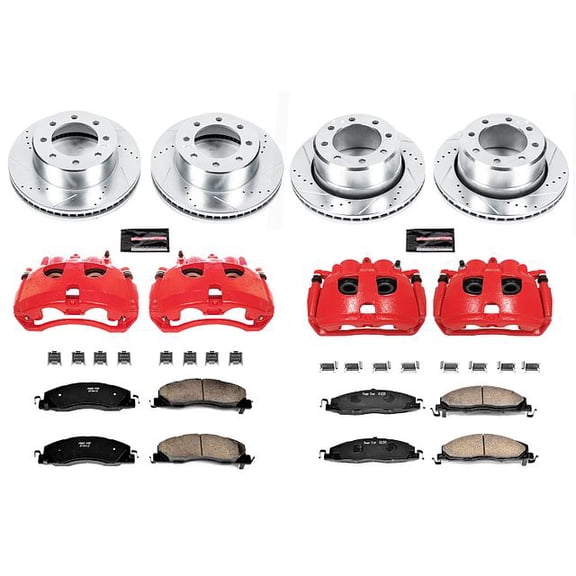 PowerStop Front and Rear Z23 Evolution Sport Brake Pad and Rotor Kit with Red Powder Coated Calipers Fits: DODGE Select Models KC5458