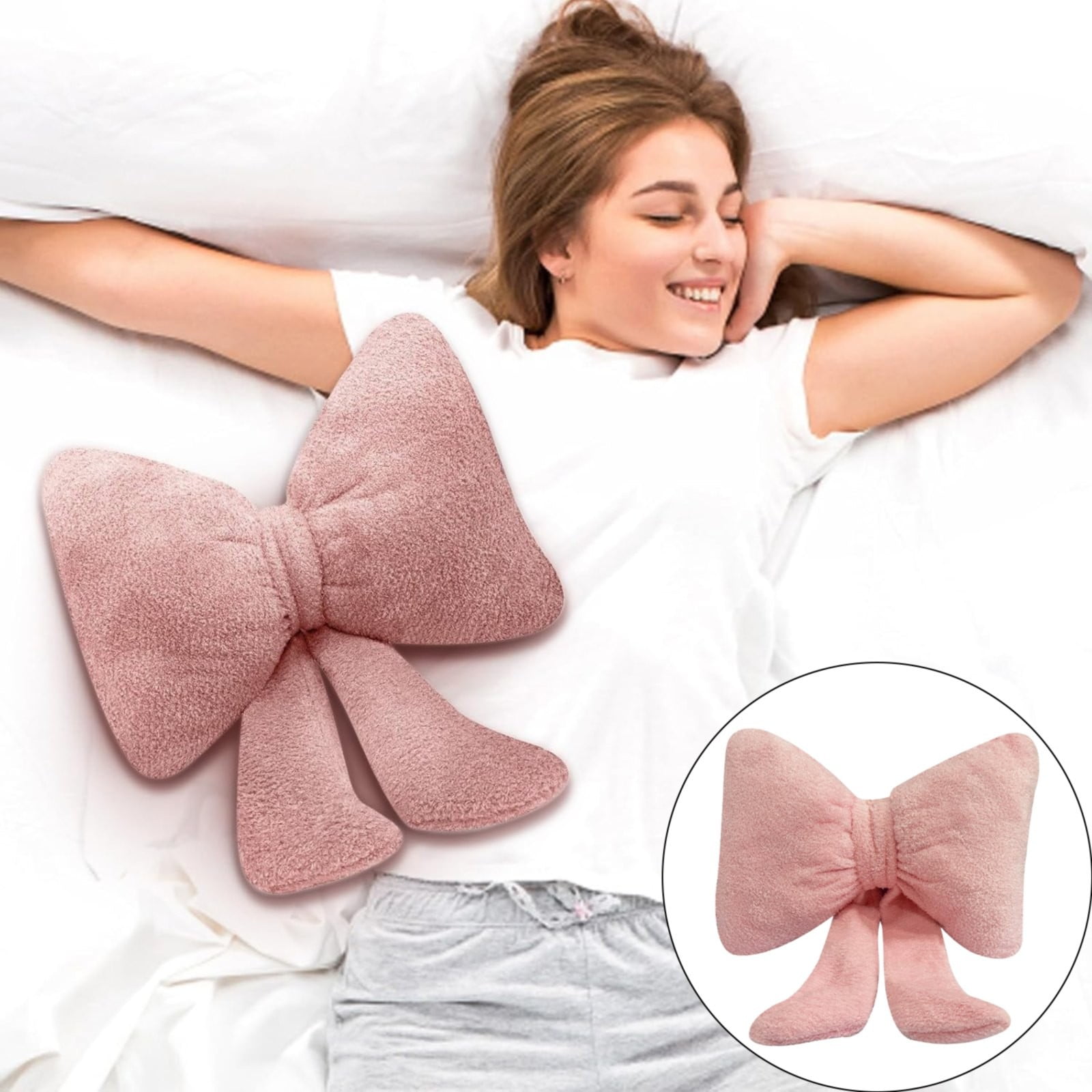 Bowknot Throw Pillows Bow Decorative Pillow Aesthetic Home Decor Knot Plush Pillows Soft Seat Cushions Cute Throw Pillow for Bed, Couch, Sofa, Living Room, Girls Room Decor