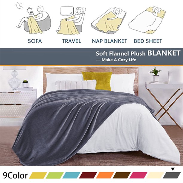 Throw Blanket for Sofa Couch Bed, Dark Gray King Size Fleece Blanket