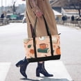 thumbnail image 4 of FORMRS Canvas Laptop Tote Bag for Women with 15.6" Computer Compartments Shoulder Handbag, Pink Fall Coffee, 4 of 7
