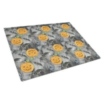 Watecolor Halloween Jack-O-Lantern Bats Glass Cutting Board Large
