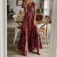 thumbnail image 3 of Vestidos largos bohemios Vintage de verano para mujer, Vestidos elegantes con estampado Floral, cuello en V, vacaciones de playa, Vestidos largos informales de Swing grande 2024, 3 of 4