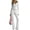White, variant on Women's 2 Piece Sets Long Sleeve V Neck Crop Tops and Elastic High Waist Wide Leg Pants Causal Athletic Outfits, M