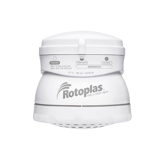 Regadera eléctrica, Rotoplas, EcoDucha, Regadera de Baño Eléctrica de Bajo Consumo, con Doble Cámara de Calefacción, Potencia: 5000 Watts, 127 V