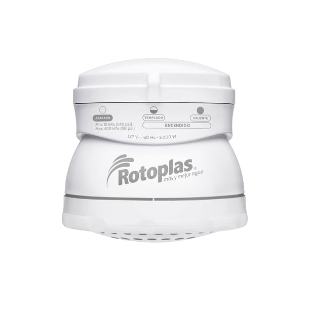 Regadera eléctrica, Rotoplas, EcoDucha, Regadera de Baño Eléctrica de Bajo Consumo, con Doble Cámara de Calefacción, Potencia: 5000 Watts, 127 V