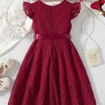 thumbnail image 4 of ZHOGXU Toddlers Kids Girls Lace Dress Summer Flying Sleeves Round Neck Solid Color Elegant Comfortable Dresses For Daily Wear And Party,7-8 Years, 4 of 7
