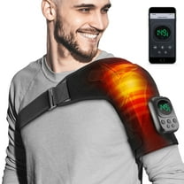 Heated Shoulder Brace for Men Women,Shoulder Heating Pads with Massage,5000mAh Battery Powered Shoulder Massager for Relaxation,Cordless Heated Shoulder Wrap with App Remote Control,Black