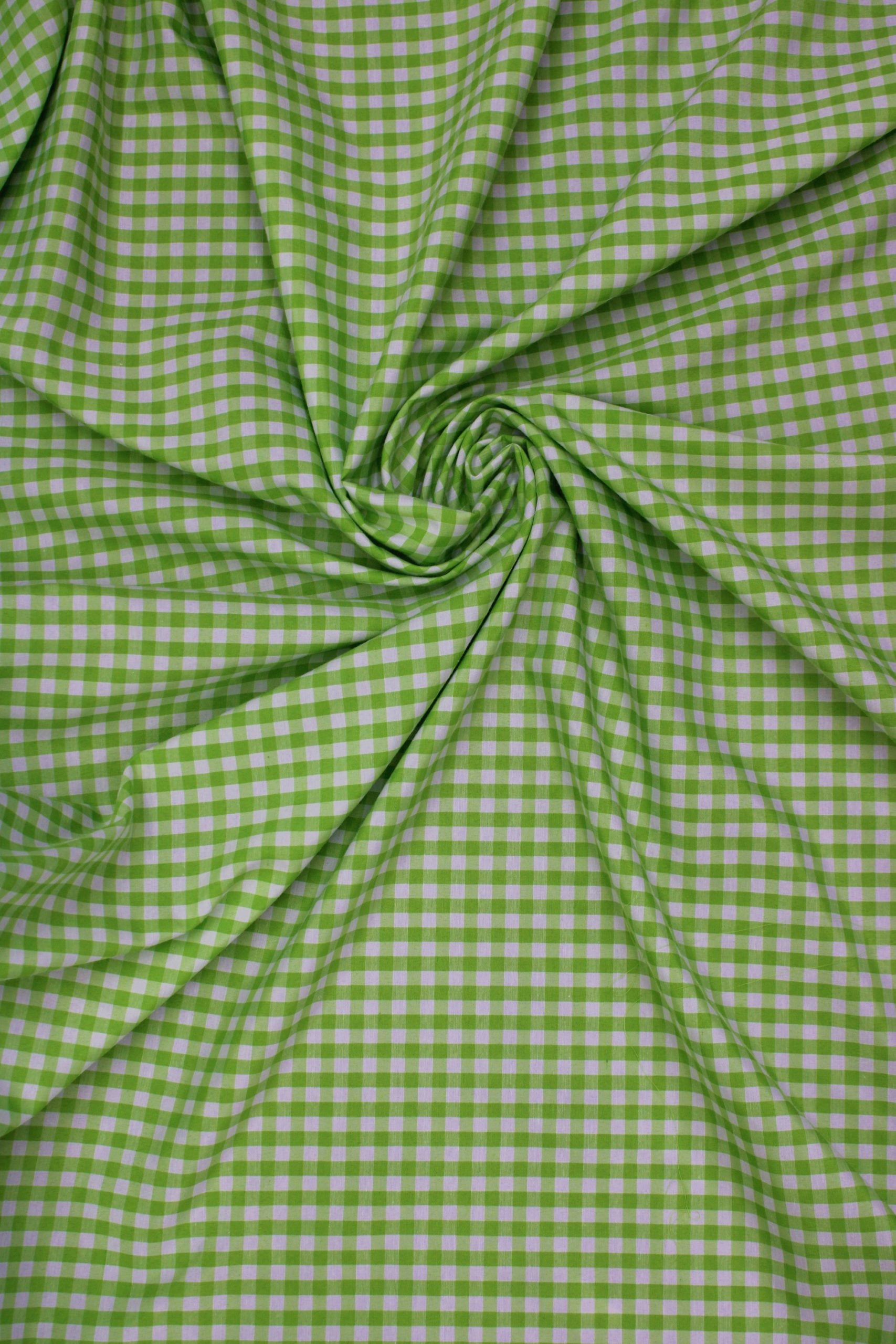 1/4" Gingham Check Broadcloth, 60" Wide, Sells by the Yard from Sal Tex Fabrics, Lime Green