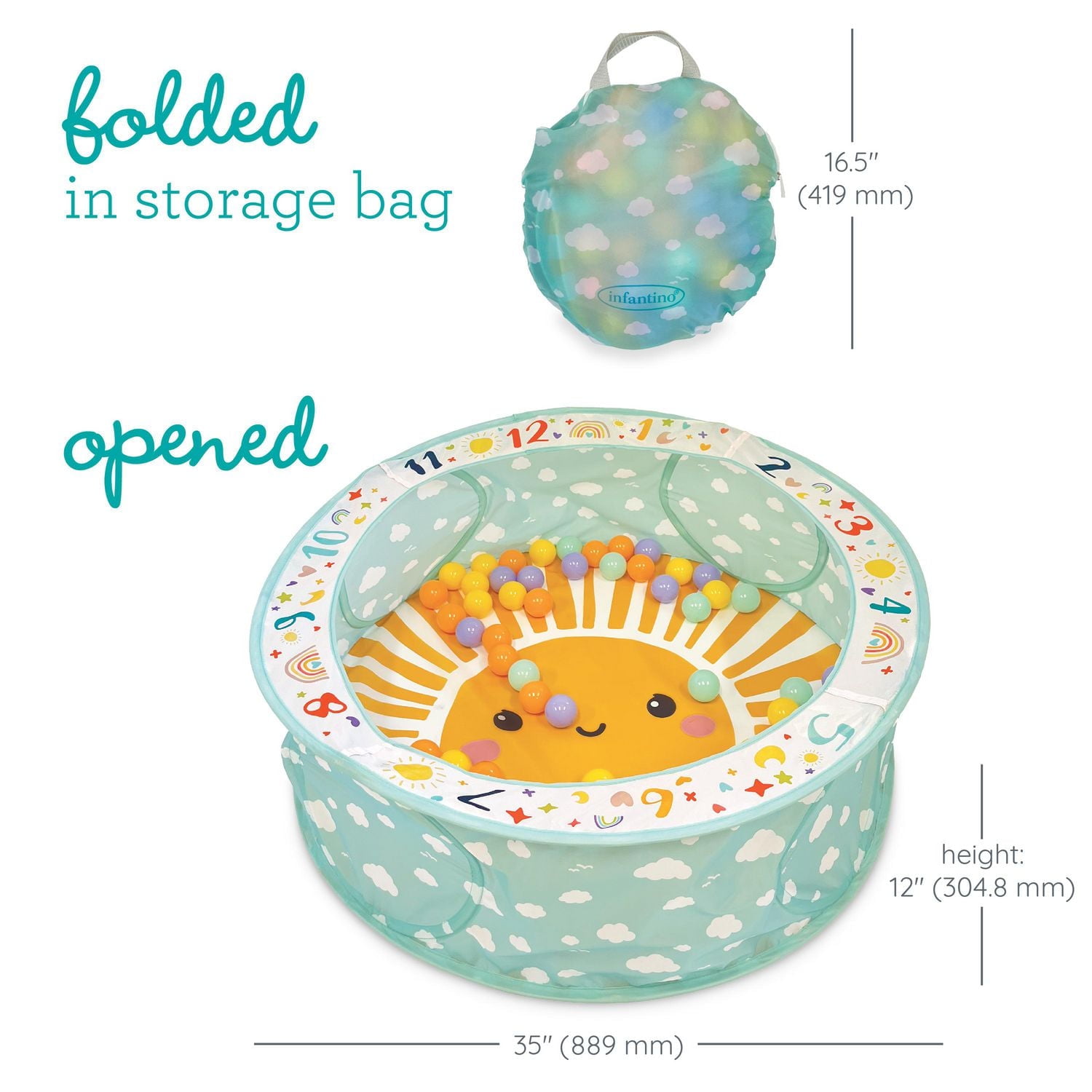 Pop-Up Ball Pit, Play gym with 50 balls