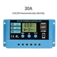 thumbnail image 1 of Regulador solar de salida USB de 10 A, 20 A, 30 A, 5 V, 12 V/24 V, nuevo cargador solar PWM, 30 A, 1 of 5