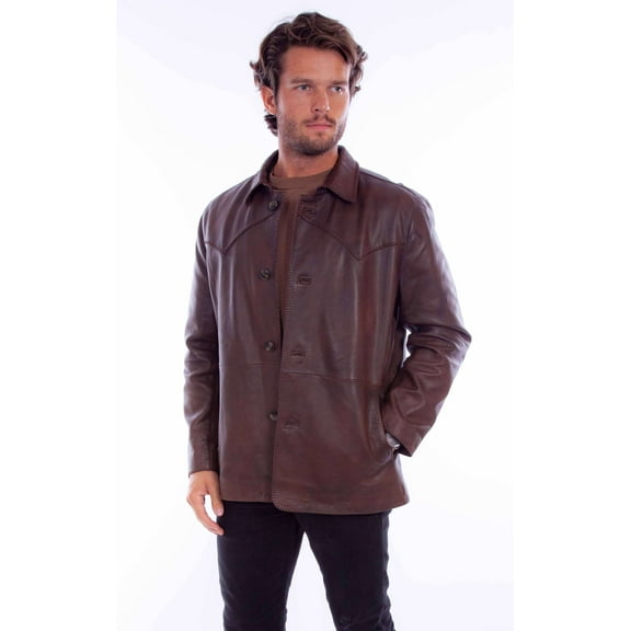 Scully 2050-303-L Men Whip Stitch Jacket, Chocolate - Large