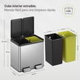 thumbnail image 2 of EKO Bote de basura 10L y 10L. Essential Recycler cubo rectangular con pedal doble compartimento Acabado acero inoxidable cierre suave de tapa, 2 of 7