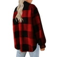 thumbnail image 4 of Women Fleece Jacket Button Down Fuzzy Shacket Long Sleeve Plaid Shirts Casual Warm Outwear Coat with Pockets, 4 of 4