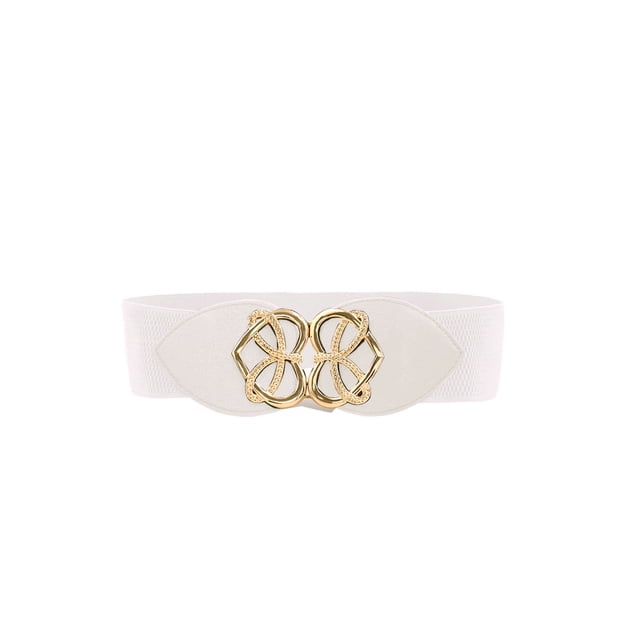 Ceinture de Taille pour Femmes à Nœud à Boucle Emboîtable en Forme de Cœur Blanche
