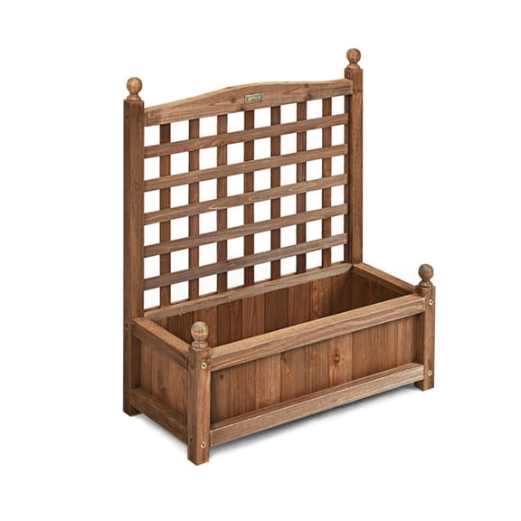 Spaco Solid Wood Planter Box with Trellis Weather-resistant Outdoor, Outdoor Elevated Flower Box for Backyard/Patio/Gardener