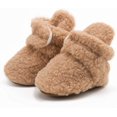 thumbnail image 3 of Newborn Baby Boy Girl Soft Fleece Booties Stay On Infant Slippers Socks Shoe Non Skid Gripper Toddler First Walkers Winter Ankle Crib Shoes, 3 of 6