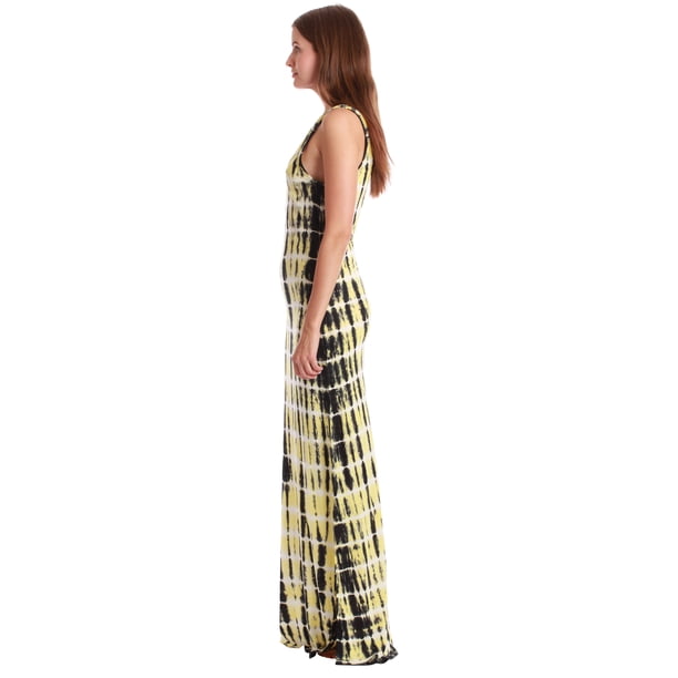 Riviera Sun Tie Dye Braided Strap Long Dresses 25002-d-xl (Black Yellow Tie Dye, 3X)